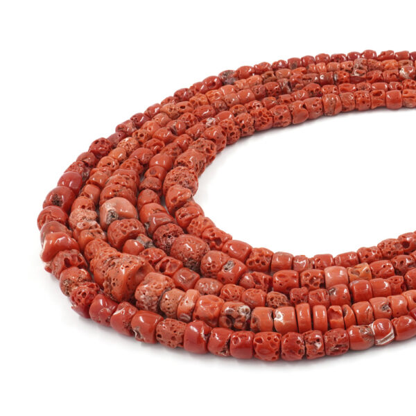 Mediterranean coral strands gradation drum shape ~from 6mm to 13mm