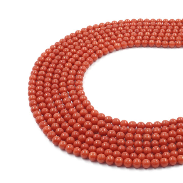 Mediterranean coral strands round shape size ~6mm - Similnet Quality – Dark Color