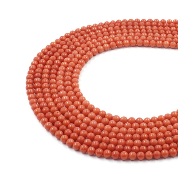 Mediterranean coral strands round shape size ~6mm - Similnet Quality