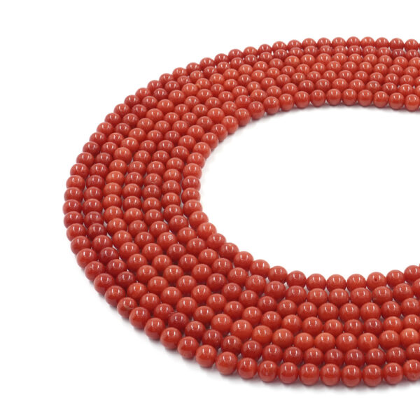 Mediterranean coral strands round shape size ~6mm - Similnet Quality – Extra Dark Color