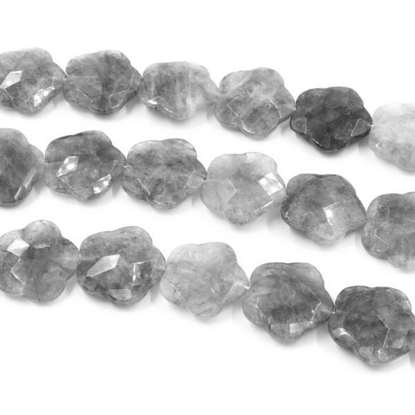 Cloudy quartz strands faceted flower shape size 30mm