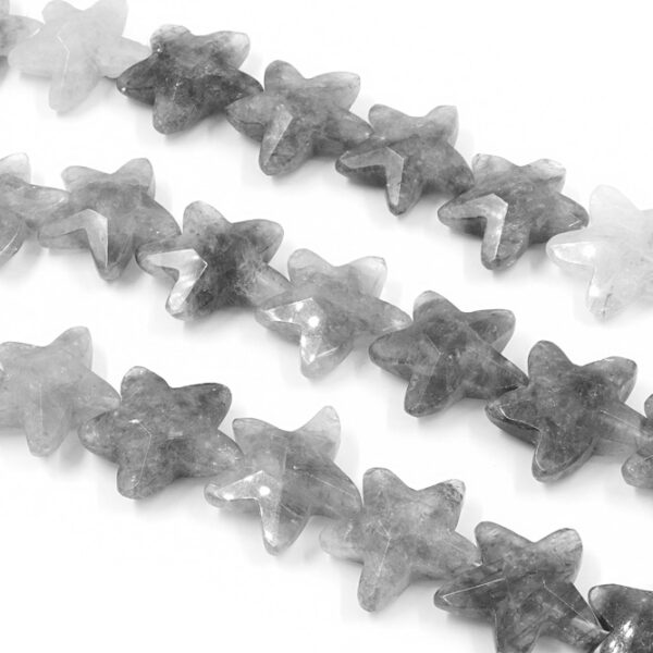 Cloudy quartz strands faceted star shape size 33x30mm