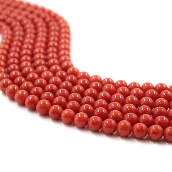 Mediterranean coral strands round shape size 8mm