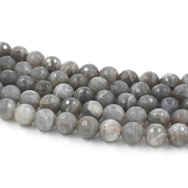 Grey Moonstone strands faceted round shape size 12mm