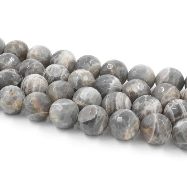 Grey Moonstone strands faceted round shape size 20mm