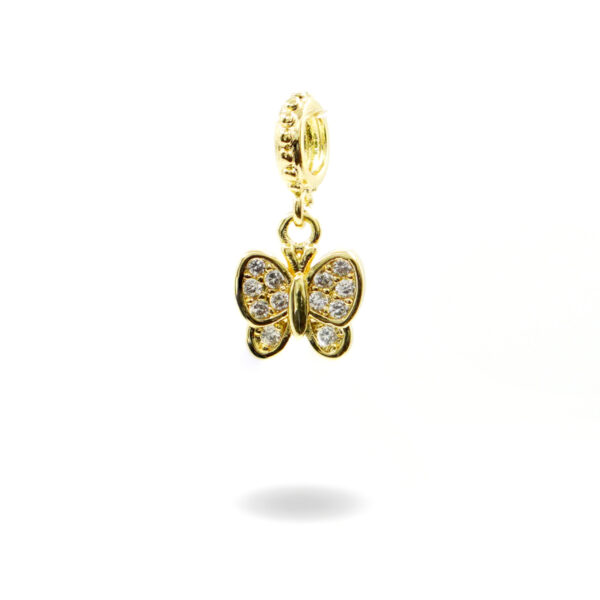 Charms in ottone con zirconi forma farfalla 10mm – Dorato