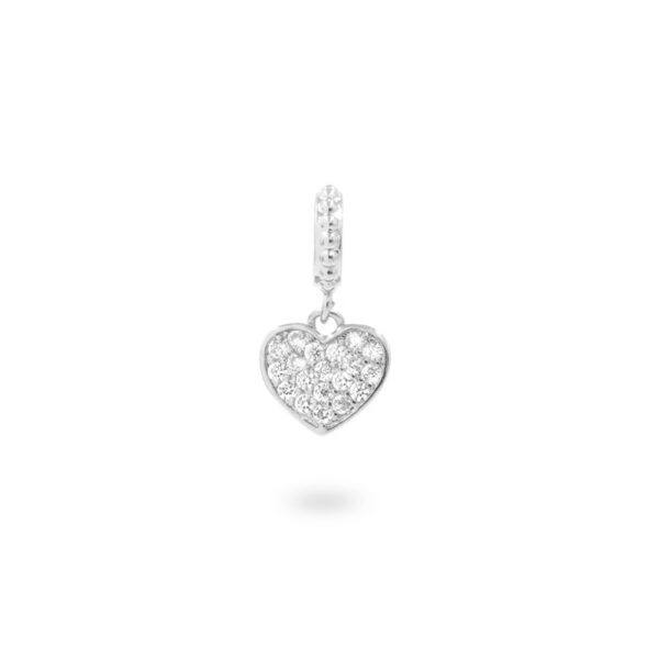Charms in ottone con zirconi forma cuore 8mm – Rodiato