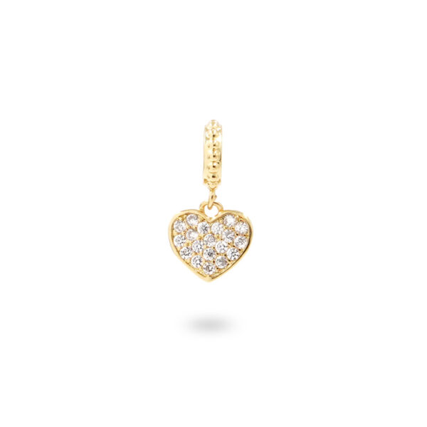 Charms in ottone con zirconi forma cuore 8mm – Dorato