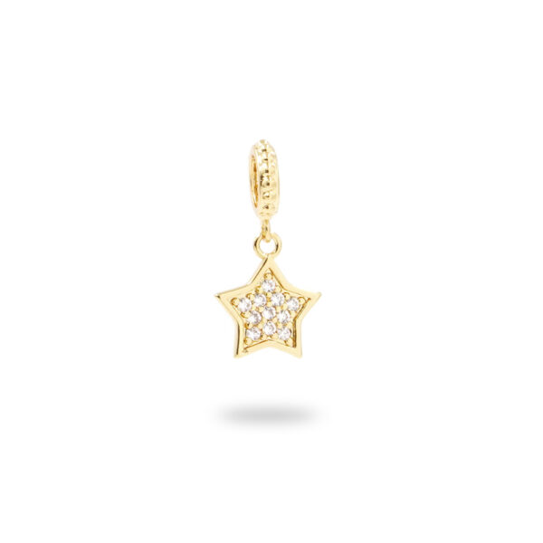 Charms in ottone con zirconi forma stella 9mm – Dorato