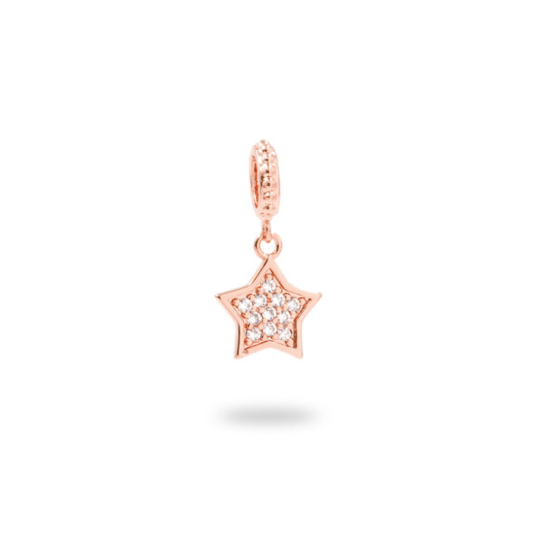 Charms in ottone con zirconi forma stella 9mm – Rosato