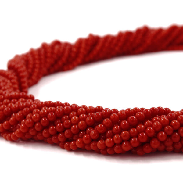 Mediterranean coral strands round shape 2,50mm – Extra Dark Color