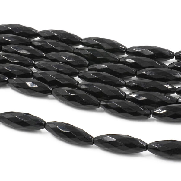 Agata nera fili olive sfaccettate 30x10mm