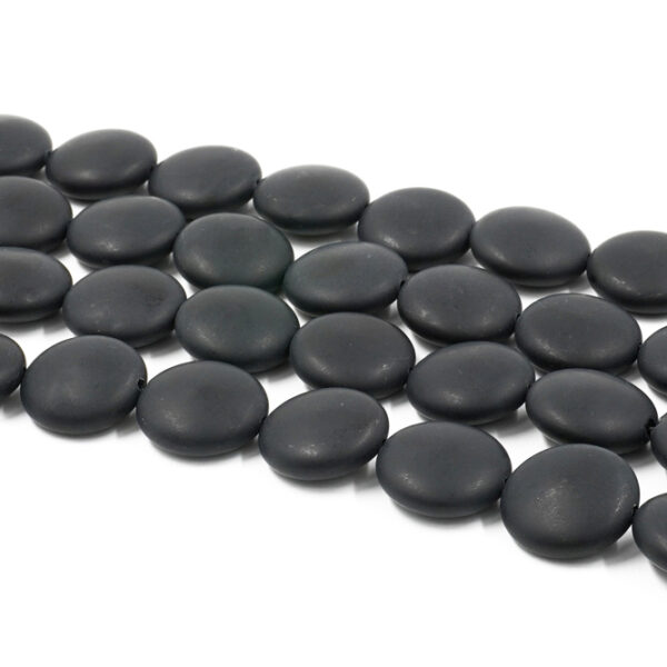 Frosted black agate strands coin shape size 20mm