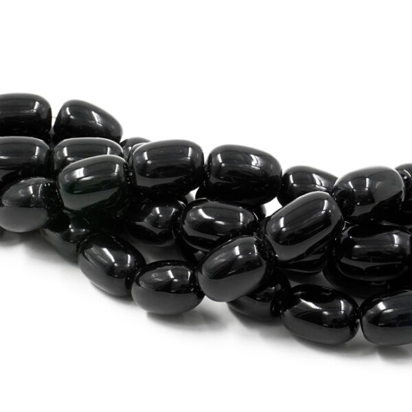 Black agate strands drum shape size 18x13mm