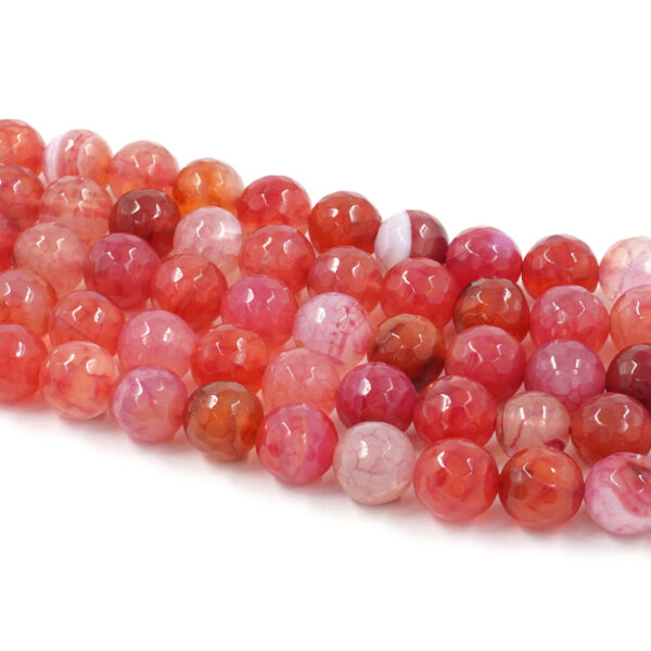 Agata tinta fili round sfaccettati 12mm – Rossa Multicolor
