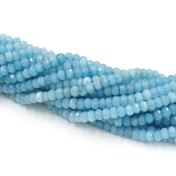 Dyed Jade strands faceted washer shape size 6x4mm – Light blue