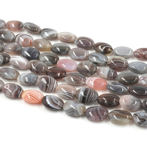 Botswana agate strands flat oval shape size 16x12mm