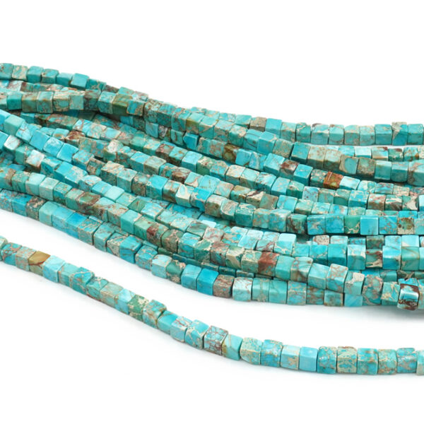 Blu Imperial Jasper strands dice shape size 4mm
