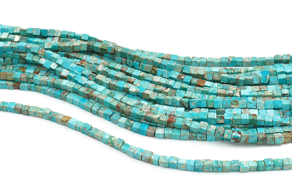 Blu Imperial Jasper fili cubi 4mm