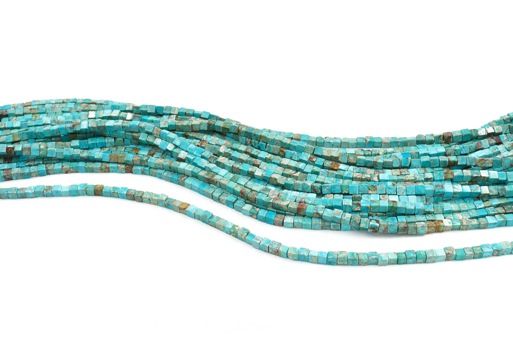 Blu Imperial Jasper fili cubi 4mm - immagine 2
