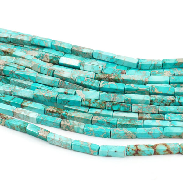 Blu Imperial Jasper strands rectangular cylindrical shape size 8x4mm