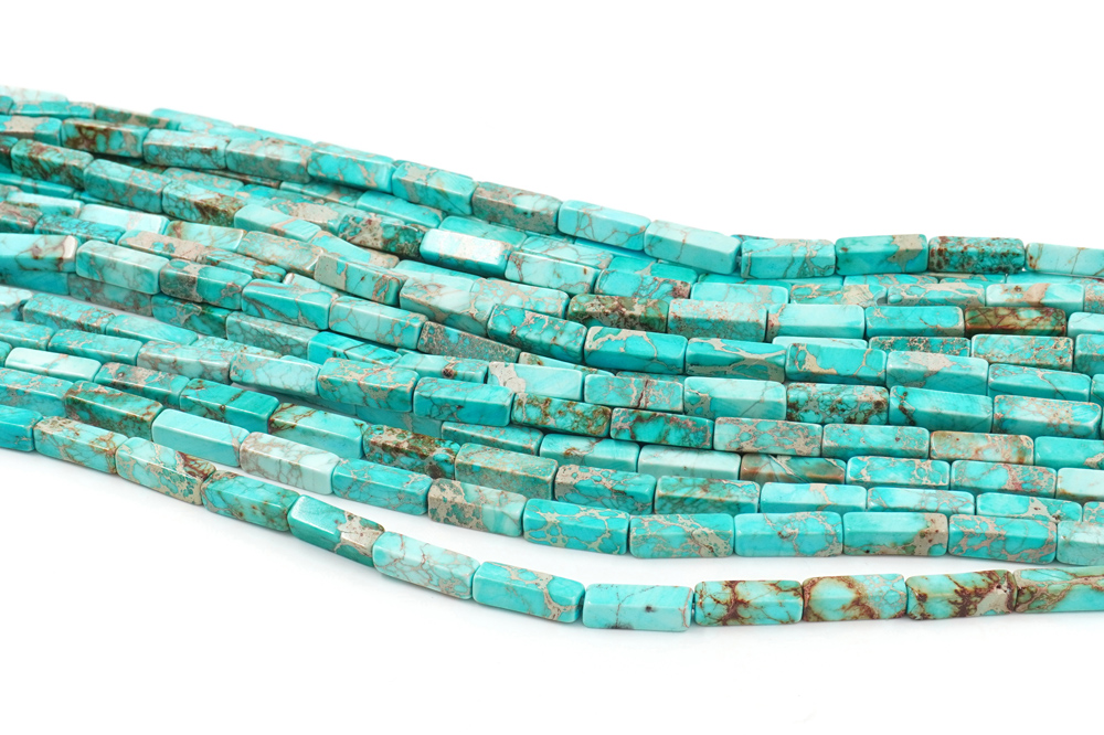 Blu Imperial Jasper strands rectangular cylindrical shape size 8x4mm