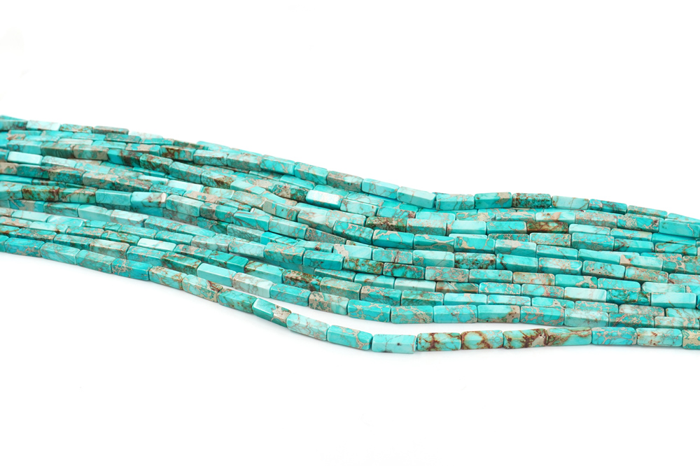 Blu Imperial Jasper strands rectangular cylindrical shape size 8x4mm - Image 2