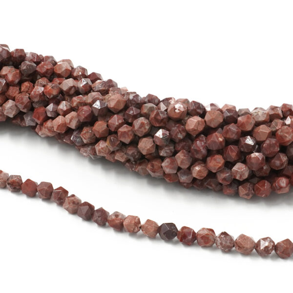 Red Jasper strands faceted round beads 6mm to 8mm