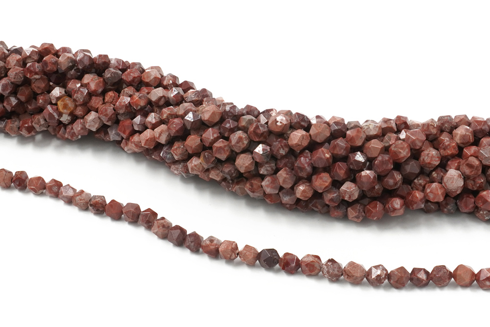 Red Jasper strands faceted round beads 6mm to 8mm