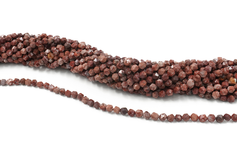 Red Jasper strands faceted round beads 6mm to 8mm - Image 2