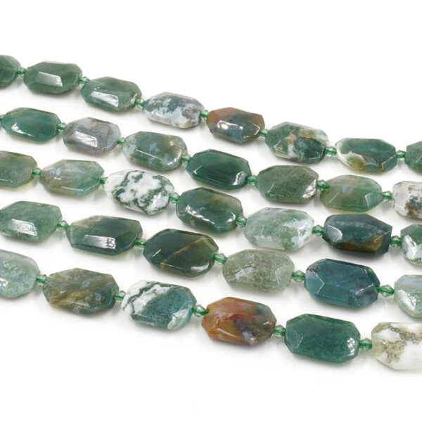 Moss agate strands faceted octagonal shape size ~22x16mm