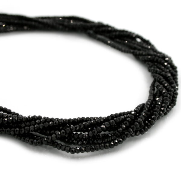 Black Spinel strands faceted washer shape size 4x2,5mm
