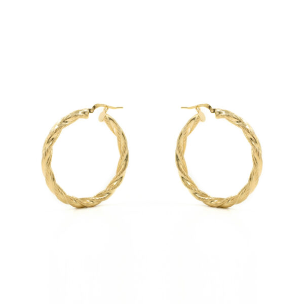 Sterling Silver earrings ring shape size 37mm – Golden Color