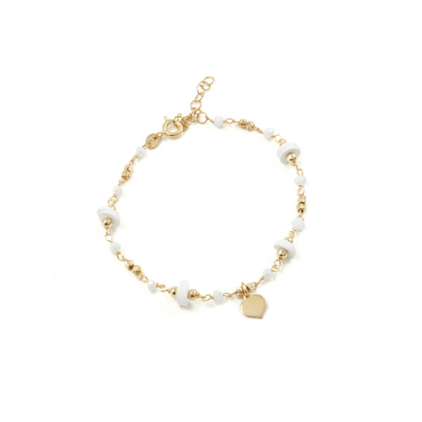 Bracciale in argento 925 con pietre di colore bianco – Dorato