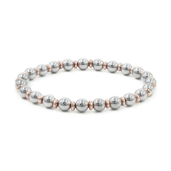 Bracciale elastico con ematite silver e rosa