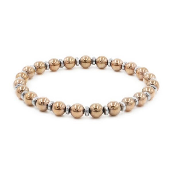 Bracciale elastico con ematite rosa e silver