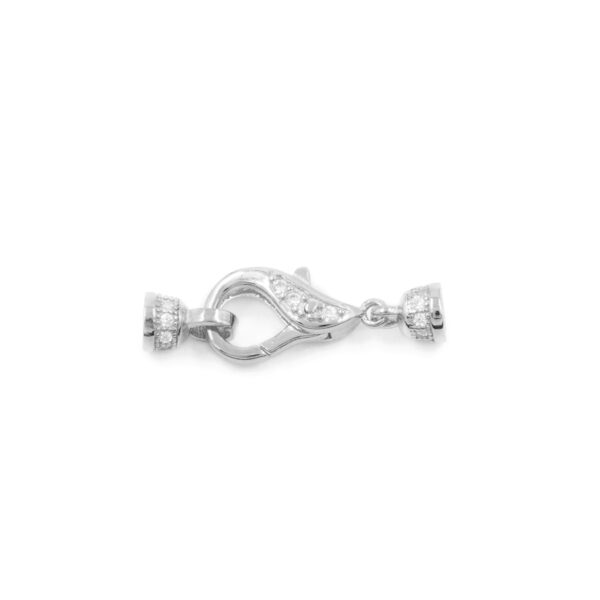 Sterling Silver clasp with zircons size 13x7mm cups 4mm – Rhodium Color
