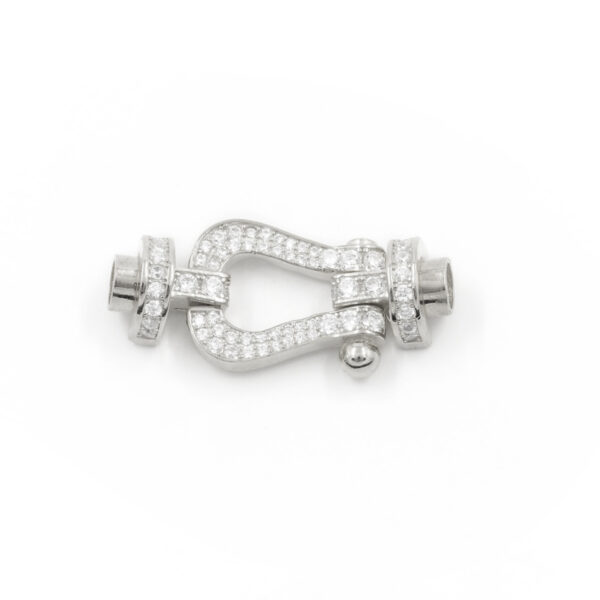 Argento 925 chiusura calamitata con zirconi 31x14mm coppa 5mm – Rodiato