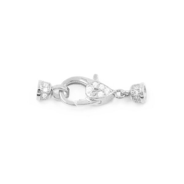 Sterling Silver clasp with zircons size 12x6mm cups 4mm – Rhodium Color
