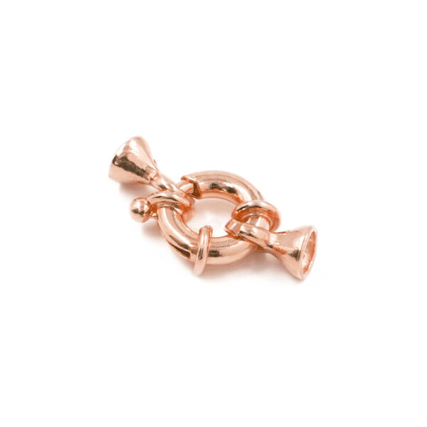Sterling Silver spring ring clasp size 10mm with cups 5mm – Rose Color