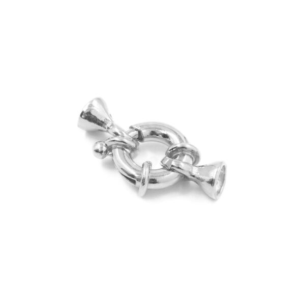 Sterling Silver spring ring clasp size 10mm with cups 5mm – Rhodium Color