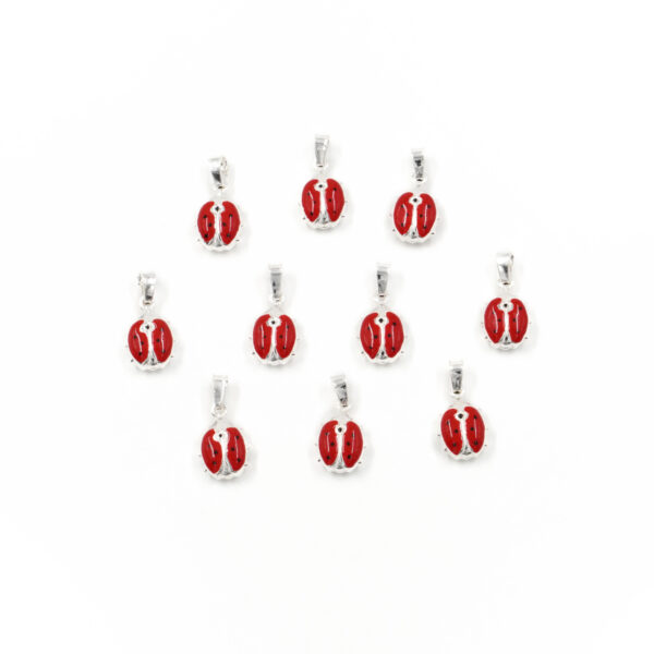 Argento 925 ciondolo coccinella portafortuna – Smaltato