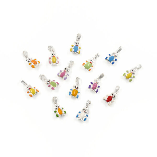 Argento 925 ciondolo orso – Smaltato Colori Misti