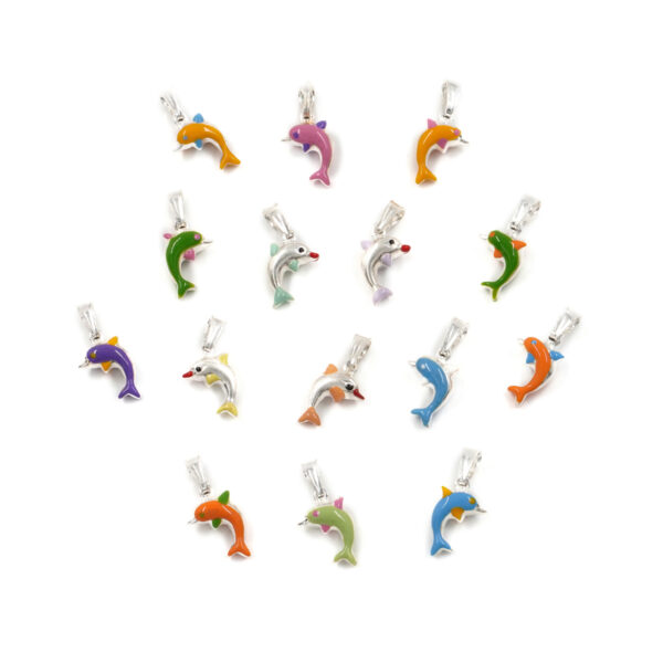 Argento 925 ciondolo delfino – Smaltato Colori Misti