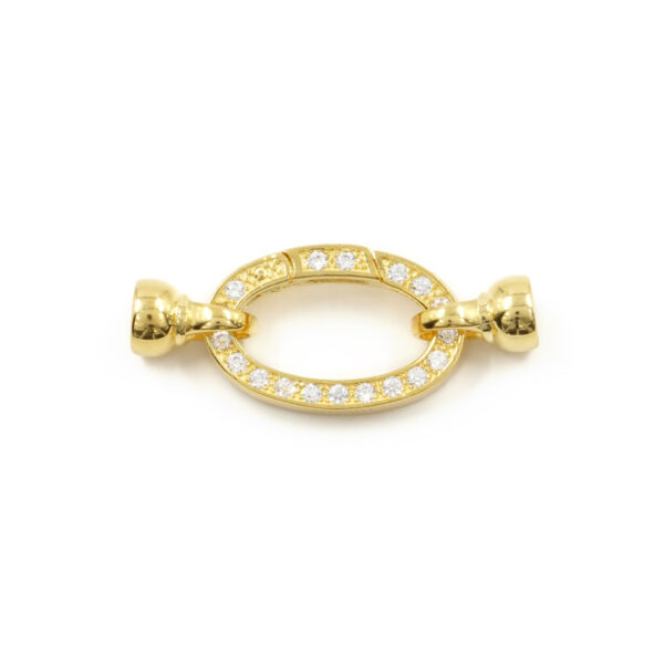 Sterling Silver clasp with zircons oval shape size 24x15mm cups 7mm – Golden Color