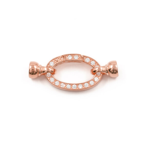 Sterling Silver clasp with zircons oval shape size 24x15mm cups 7mm – Rose Color