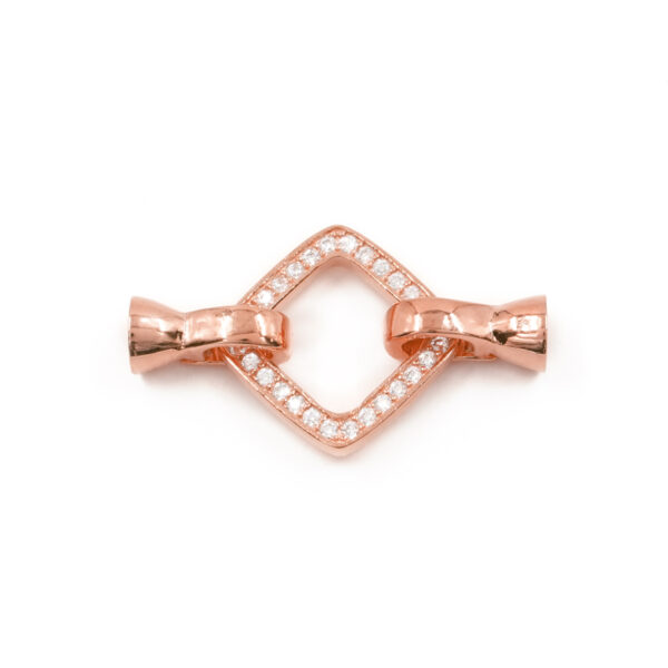 Sterling Silver clasp with zircons square shape size 16mm cups 6mm – Rose Color