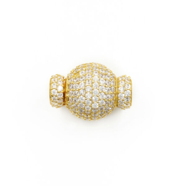 Sterling Silver clasp with zircons sphere shape size 14mm cups 6,50mm – Golden Color