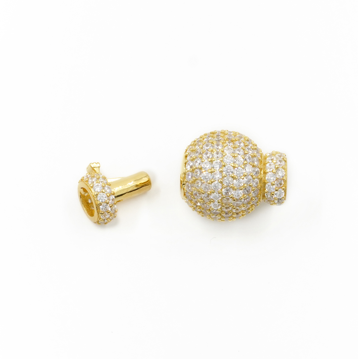 Argento 925 chiusura con zirconi sfera 14mm coppa 6,50mm – Dorato - immagine 2