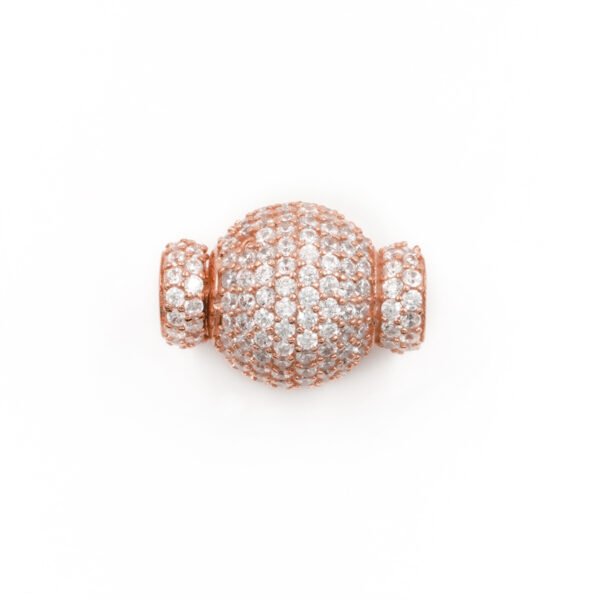 Sterling Silver clasp with zircons sphere shape size 14mm cups 6,50mm – Rose Color